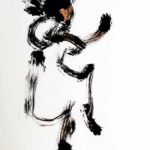 Magic Dance - Ink on washi paper - 18"x12" magic-mystic-dancer-shaman-ink-drawing-washi-paper