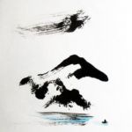 Passing - Ink on washi paper - 18"x12" passing-sky-land-water-ink-drawing-washi-paper