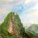 Slide - Watercolor - 10"x8" mountain-rock-slide-river-watercolor-painting