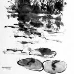 Swimmer- Ink on washi paper - 18"x12" swimmer-turtle-waterlilies-ink-drawing-washi-paper