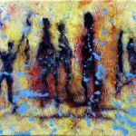 Procession-1 - Oil on canvas - 8"x10" procession-abstract-figures-painting