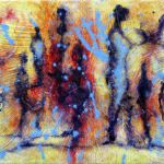 Procession-2 - Oil on canvas - 8"x10" procession-abstract-figures-painting