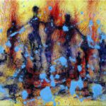 Procession-3 - Oil on canvas - 8"x10" procession-abstract-figures-painting