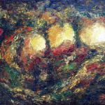 Forest Light II - Oil on Canvas - 13.5"x17.5" (Framed) impressionist-palette-knife-oil-painting-forest-sunlight